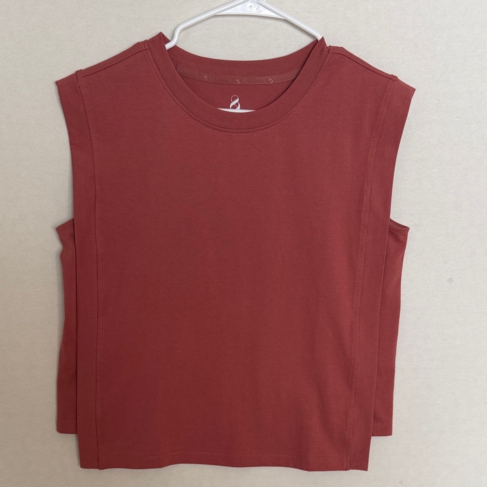 Sleeveless Rust Top With Side Inserts